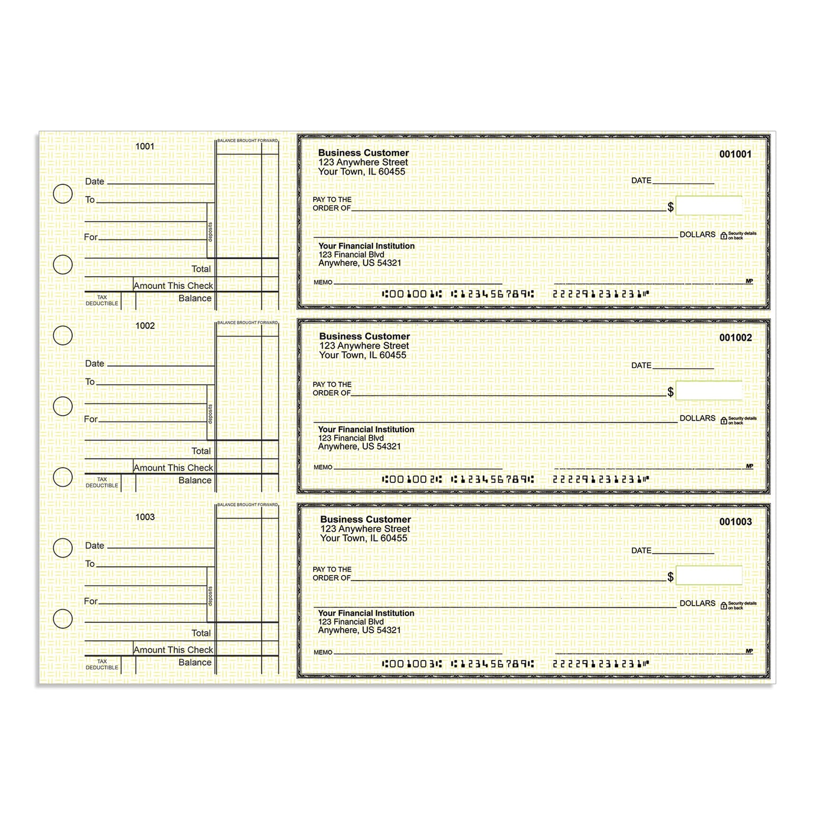 3-Per-Page Manual Business Checks, Binder Format - Check Depot
