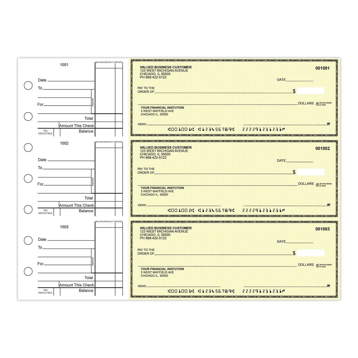 3-Per-Page Manual Business Checks, Binder Format - Check Depot