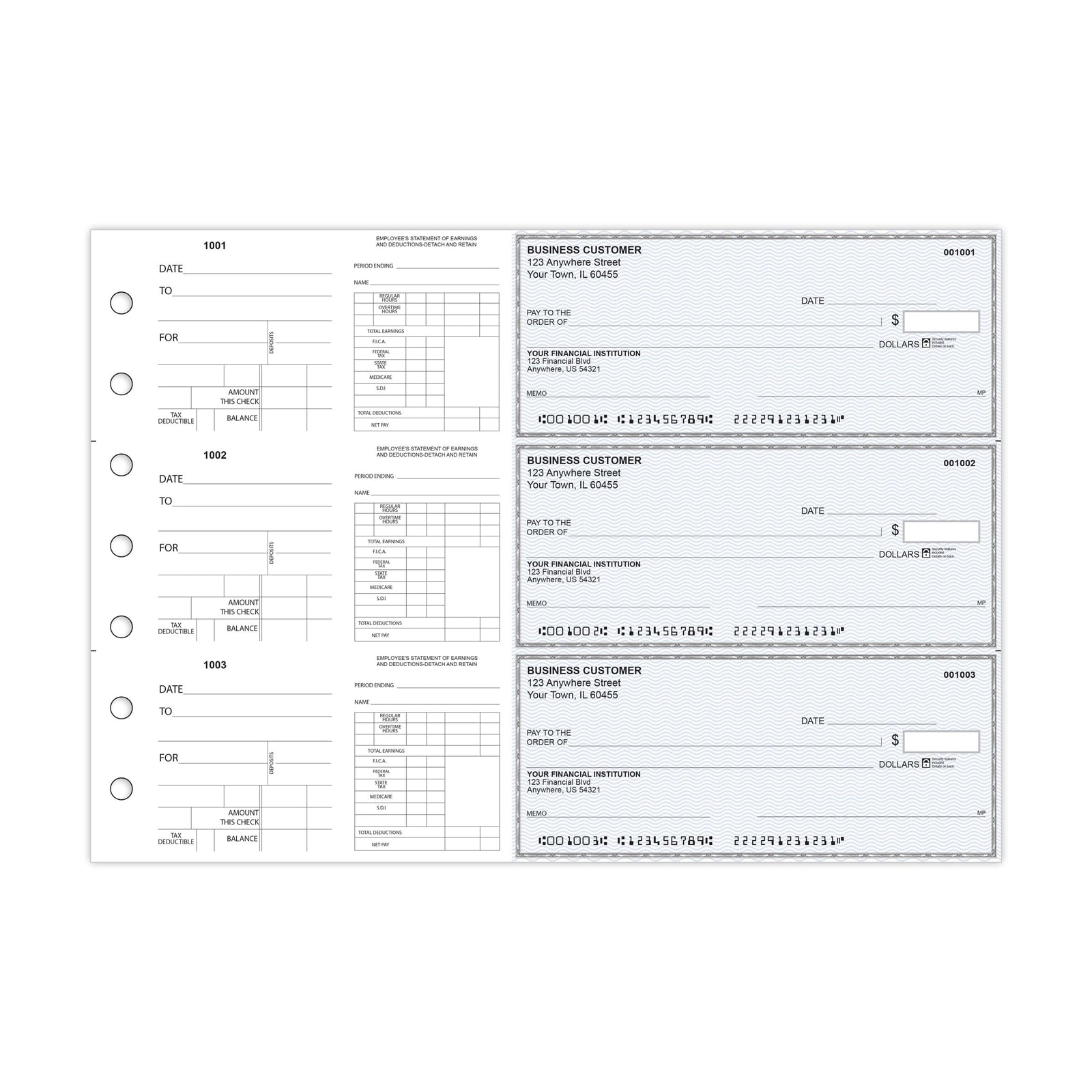 Dual-Purpose Manual Checks, 3-Per-Page Binder Format - Check Depot