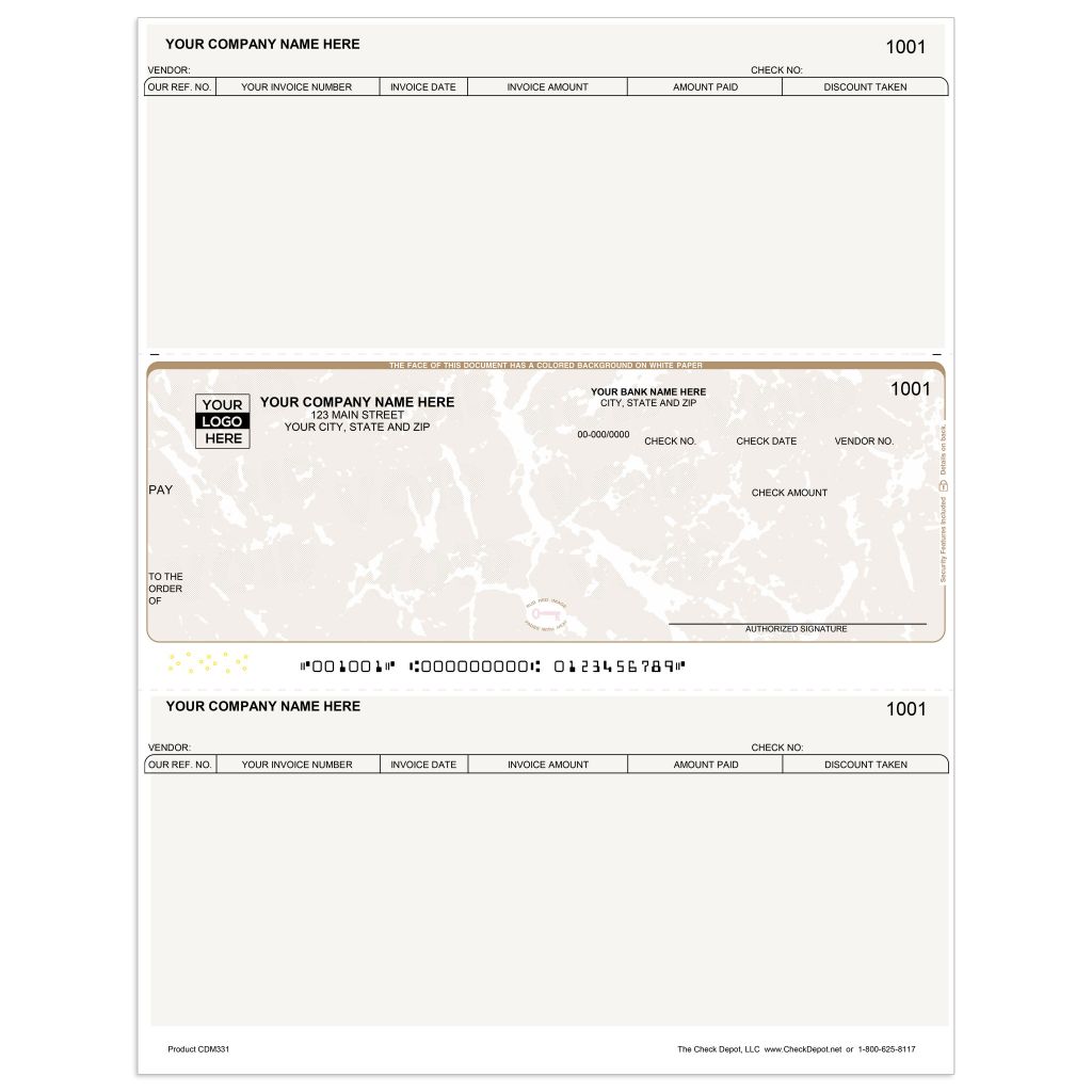 Laser Middle Accounts Payable Computer Checks - CDM331 - Check Depot