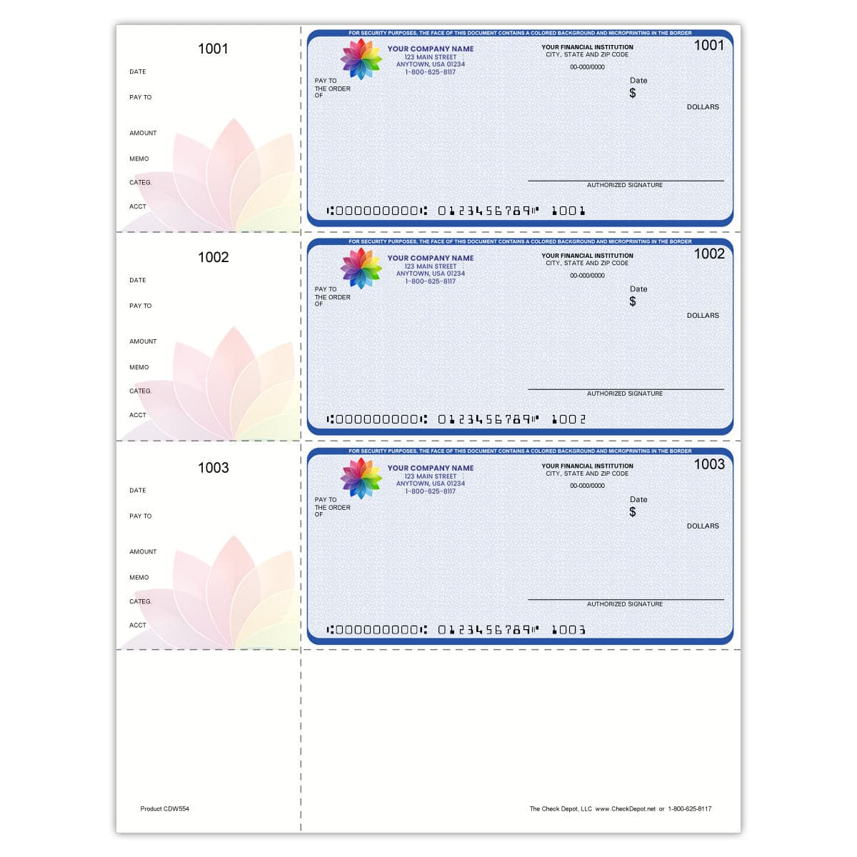 Full-Color, High-Security QuickBooks Wallet Checks - Check Depot