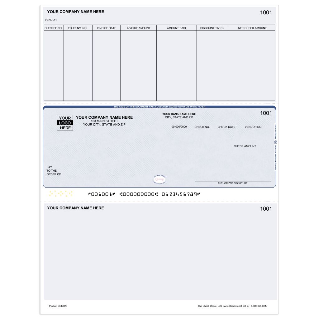 Laser Middle Accounts Payable Computer Checks - CDM326 - Check Depot