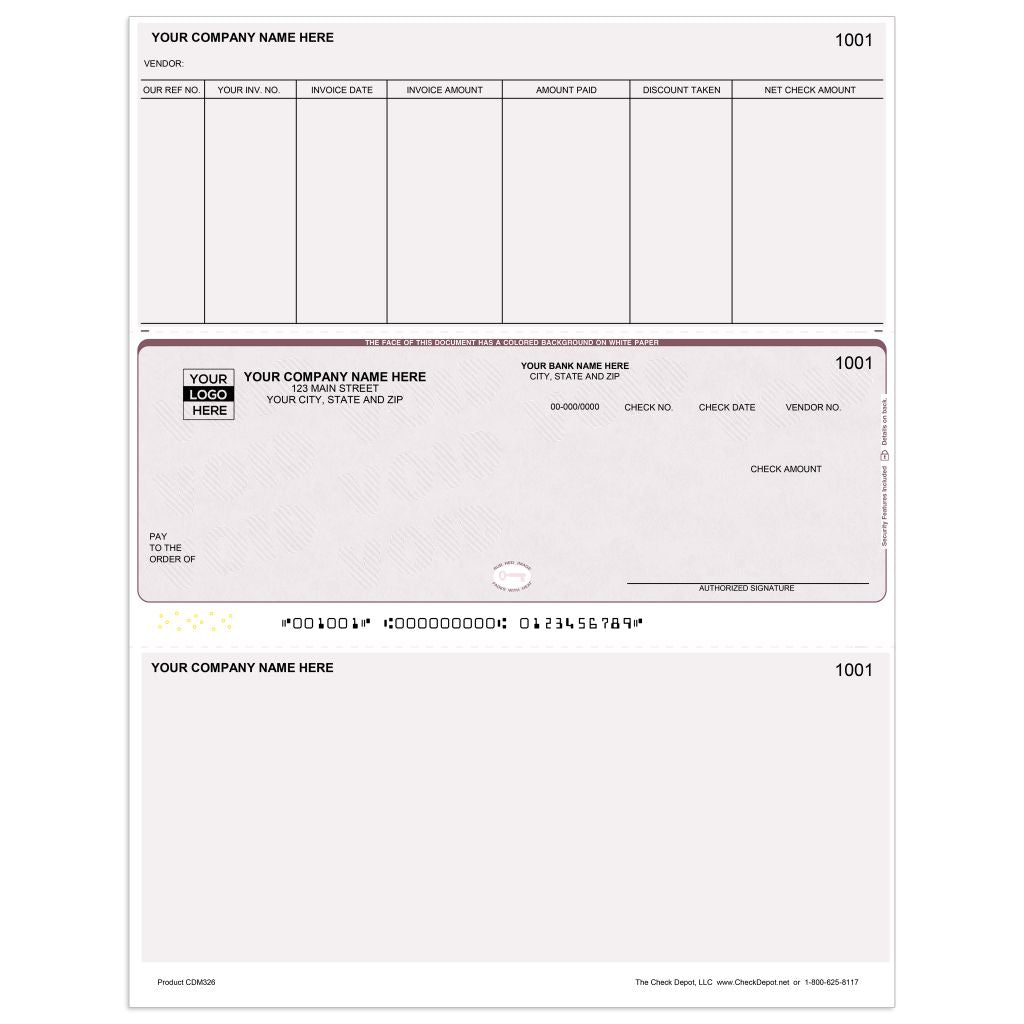 Laser Middle Accounts Payable Computer Checks - CDM326 - Check Depot