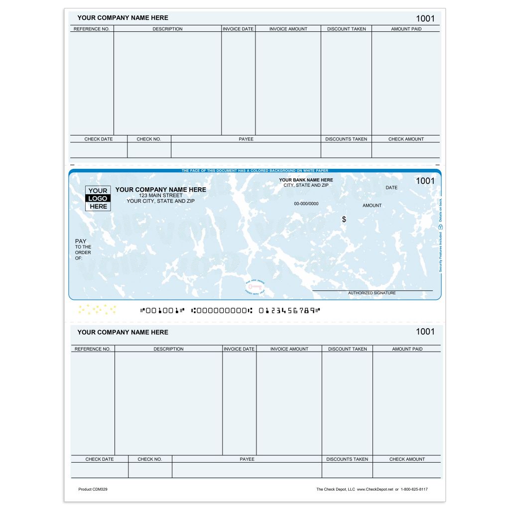 Laser Middle Accounts Payable Computer Checks - CDM329 - Check Depot