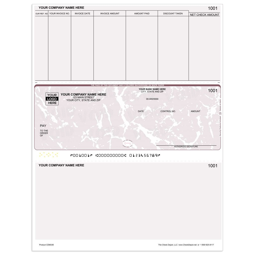Laser Middle Accounts Payable Computer Checks - CDM336 - Check Depot