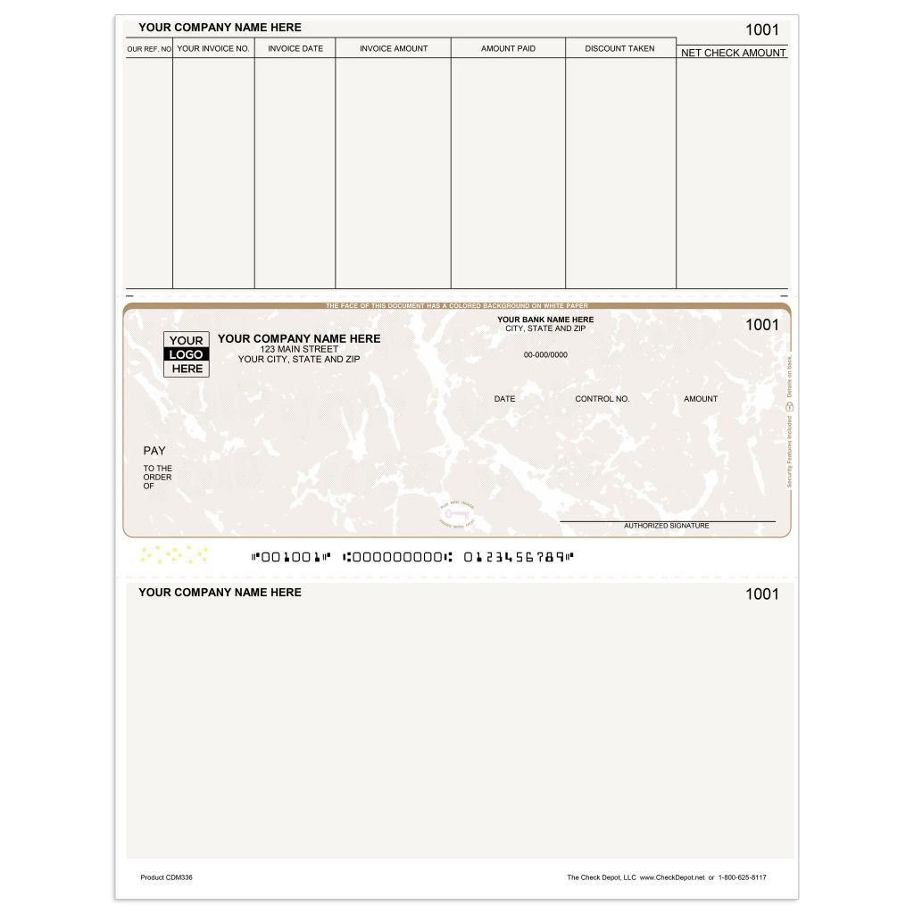 Laser Middle Accounts Payable Computer Checks - CDM336 - Check Depot