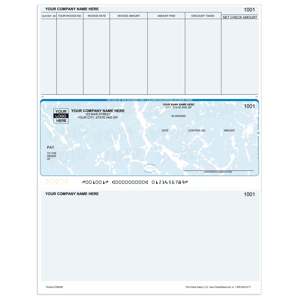 Laser Middle Accounts Payable Computer Checks - CDM336 - Check Depot