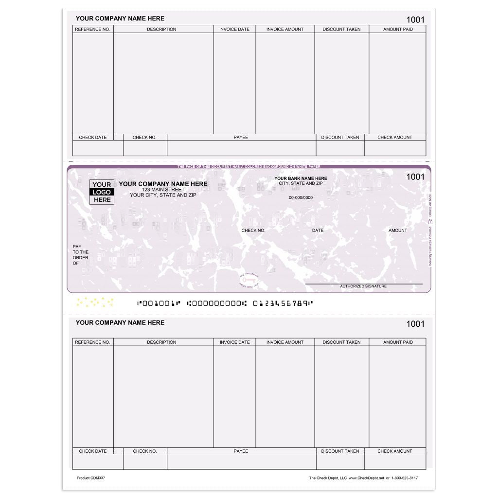 Laser Middle Accounts Payable Computer Checks - CDM337 - Check Depot