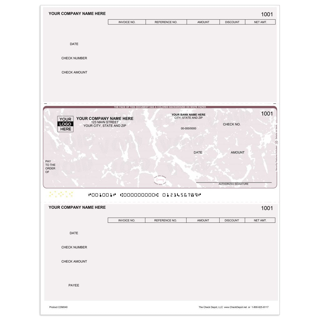Laser Middle Accounts Payable Computer Checks - CDM340 - Check Depot