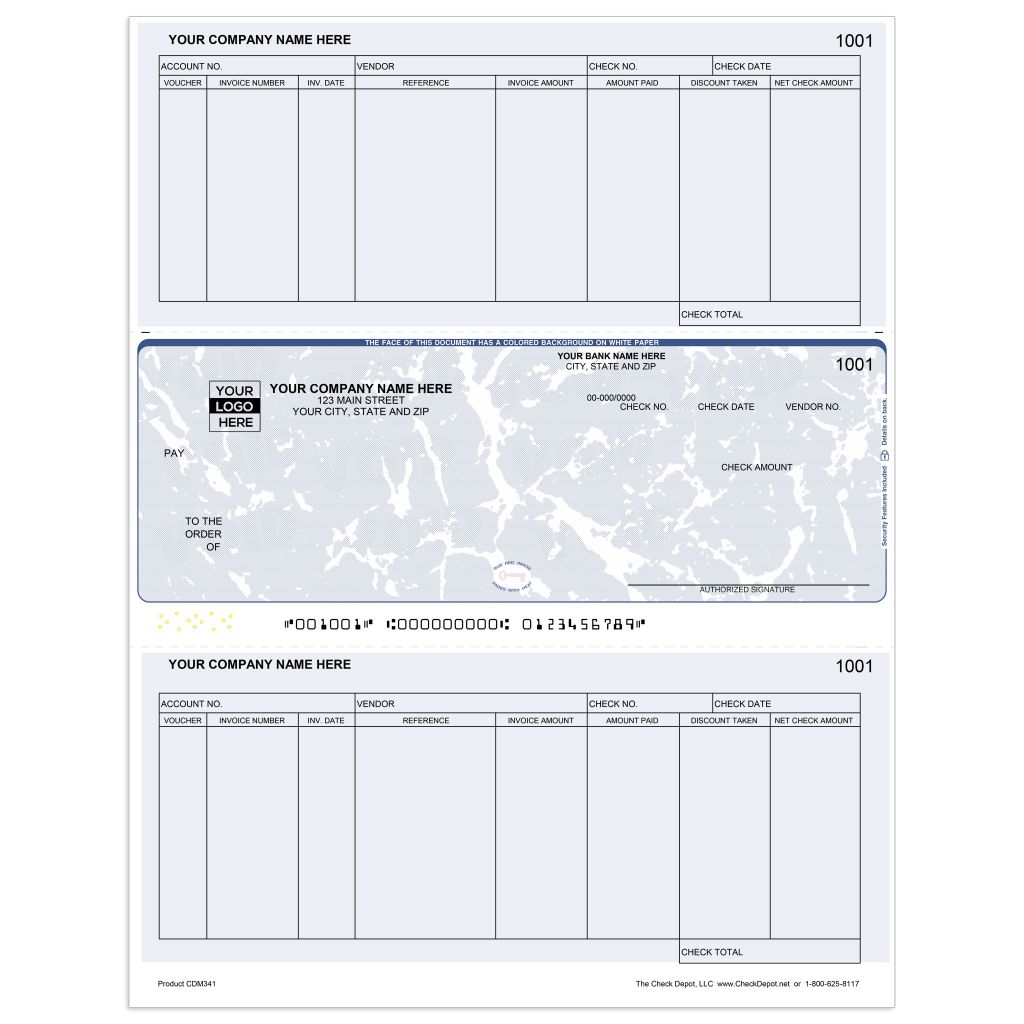 Laser Middle Accounts Payable Computer Checks - CDM341 - Check Depot