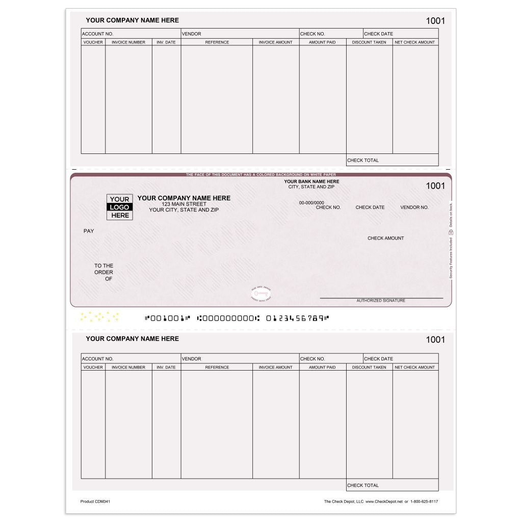 Laser Middle Accounts Payable Computer Checks - CDM341 - Check Depot