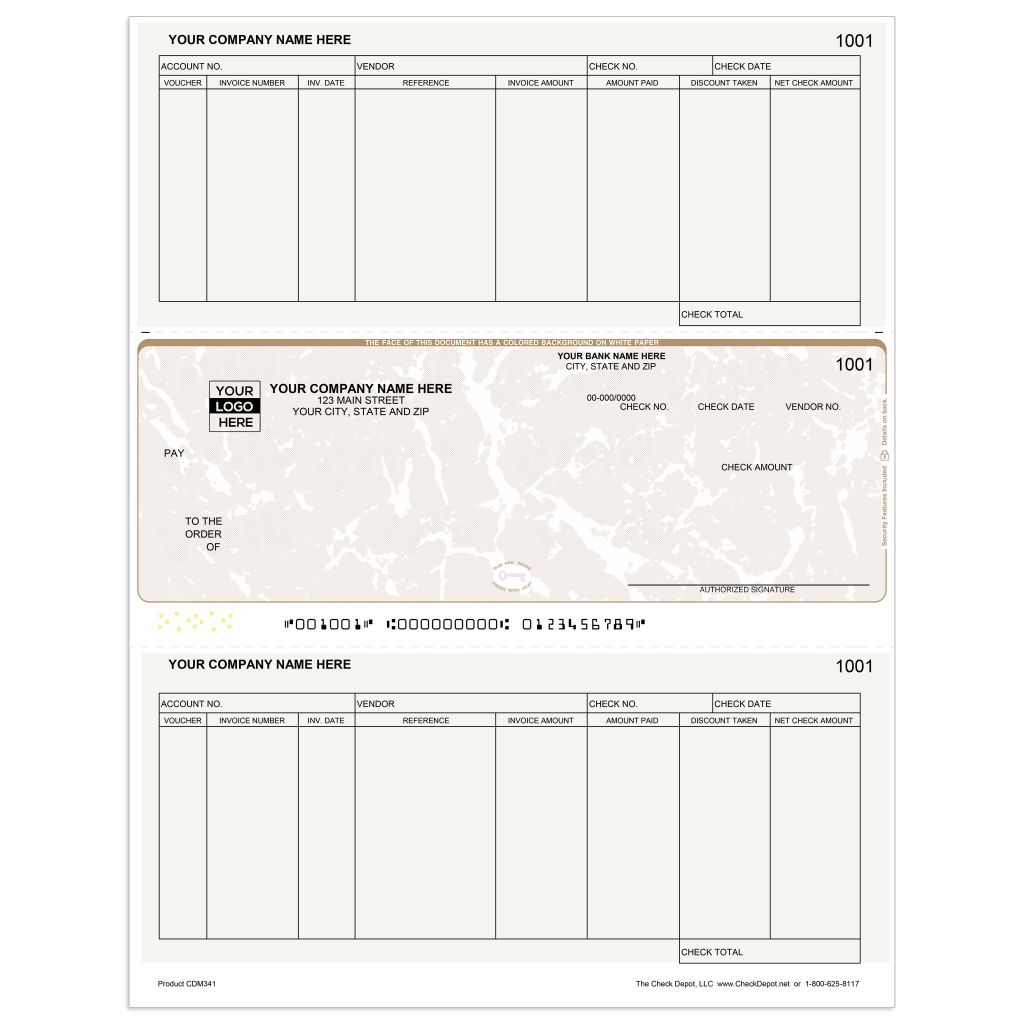Laser Middle Accounts Payable Computer Checks - CDM341 - Check Depot