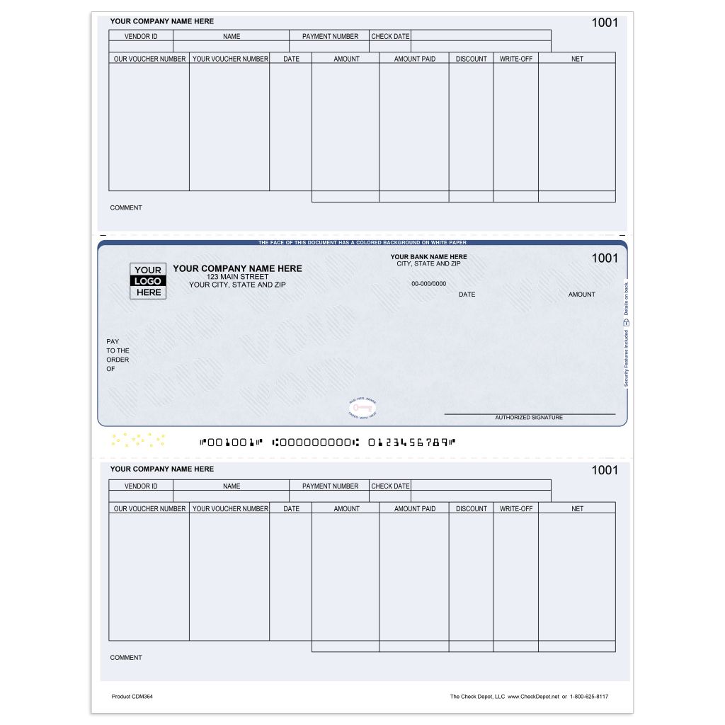 Laser Middle Accounts Payable Computer Checks - CDM364 - Check Depot