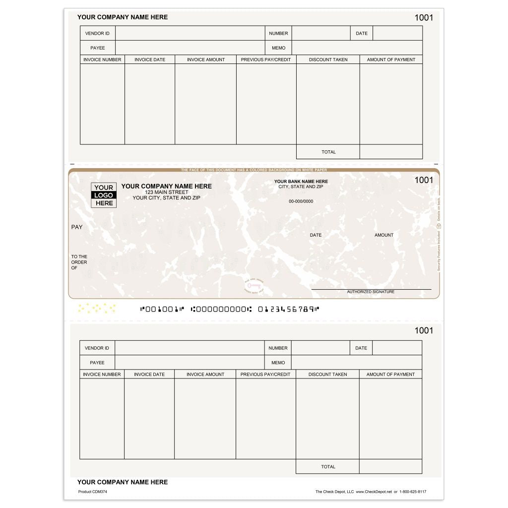 Laser Middle Accounts Payable Computer Checks - CDM374 - Check Depot