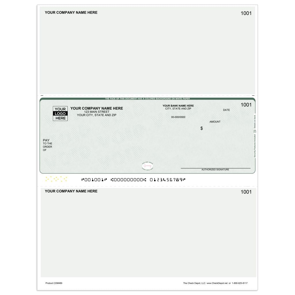 3000 Sample Check Secure Business Checks 3000 Blank Laser Check Stock – Green Linen ...