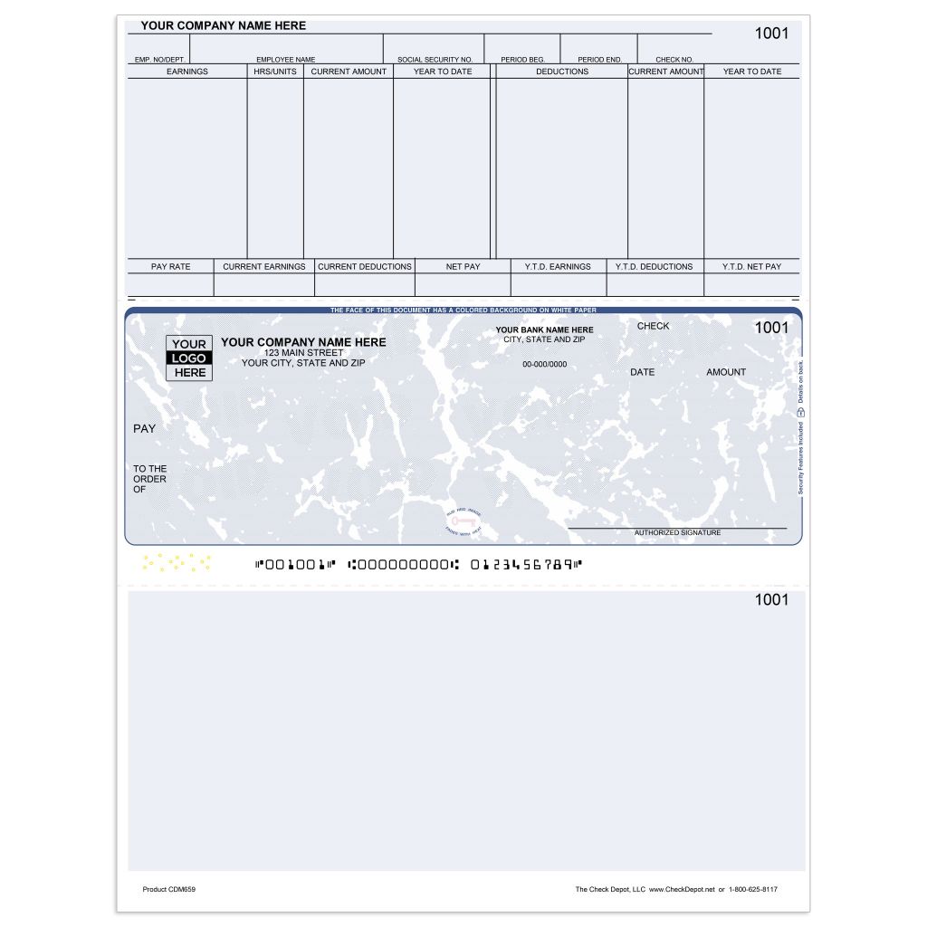 Laser Middle Payroll Computer Checks - CDM659 - Check Depot