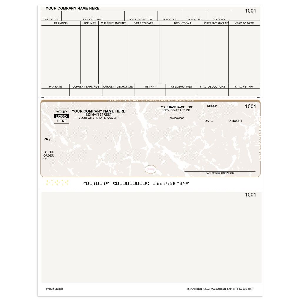 Laser Middle Payroll Computer Checks - CDM659 - Check Depot