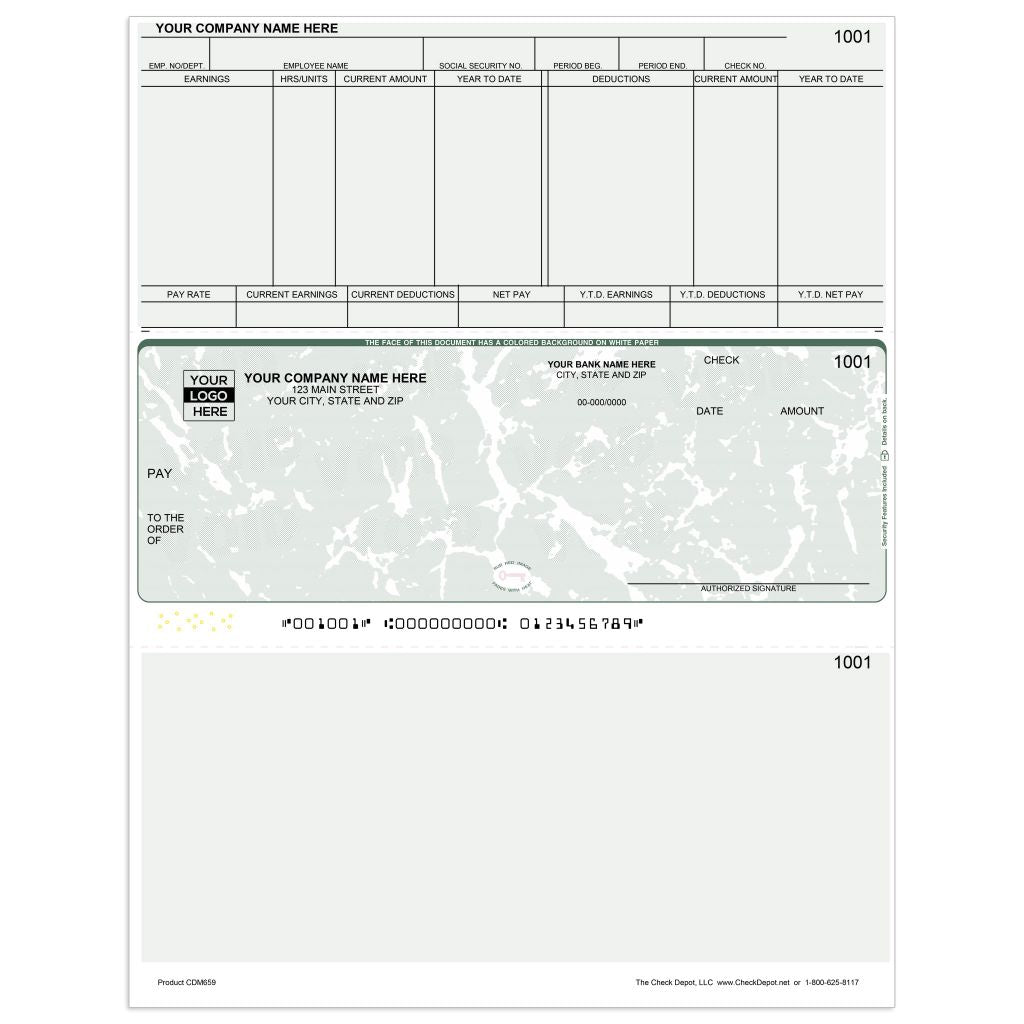 Laser Middle Payroll Computer Checks - CDM659 - Check Depot