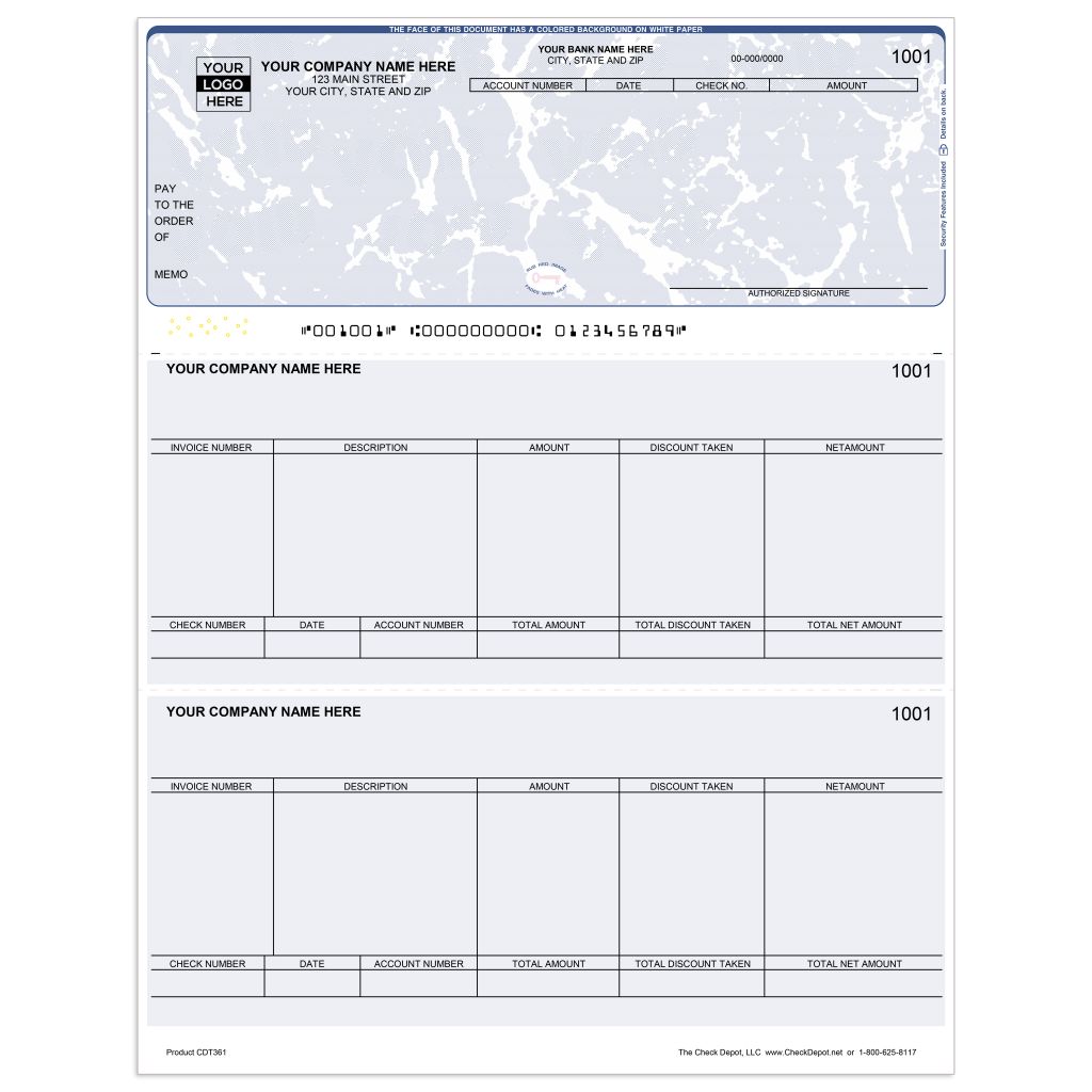 Laser Top Accounts Payable Computer Checks - CDT361 - Check Depot