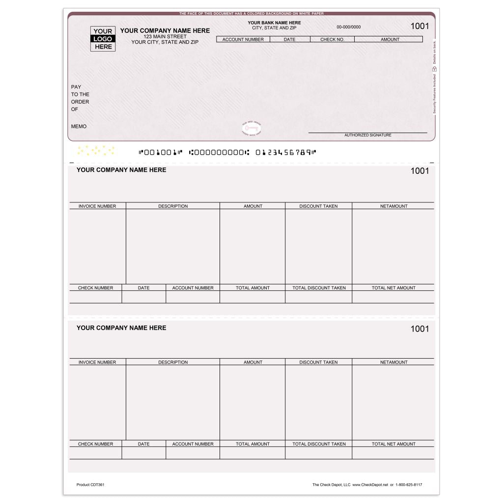 Laser Top Accounts Payable Computer Checks - CDT361 - Check Depot