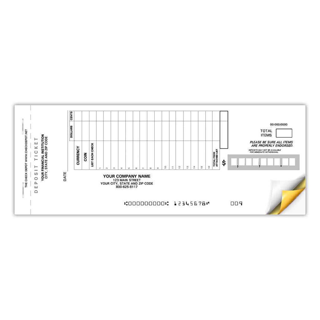 800 - Duplicate Deposit Tickets, Classic Format - Check Depot