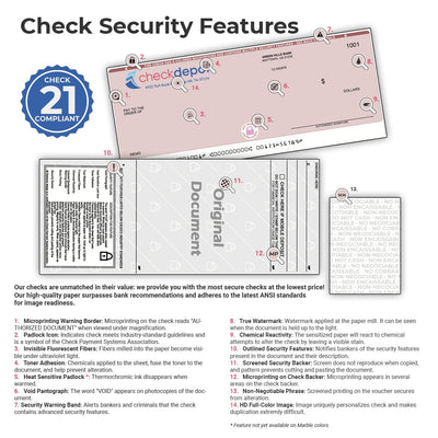 Full-Color, High-Security Laser 3-Per-Page Computer Checks with Lines - Check Depot